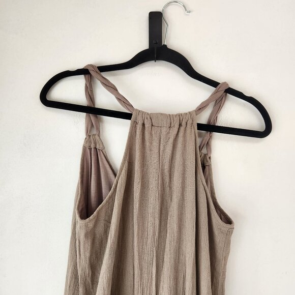 Garnet Hill Cotton Gauze Long Cover-Up Maxi Dress Tan Brown Natural Women's M - Picture 4 of 8